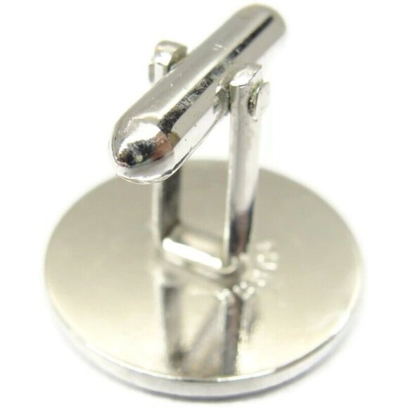 Vintage Swank Cufflinks Set Silver Tone Disc Shaped Fluted Edge With Tie Tack - Picture 8 of 13